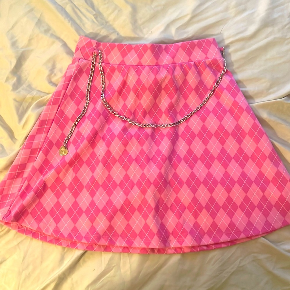Madden NYC pink mini skirt with detachable chain